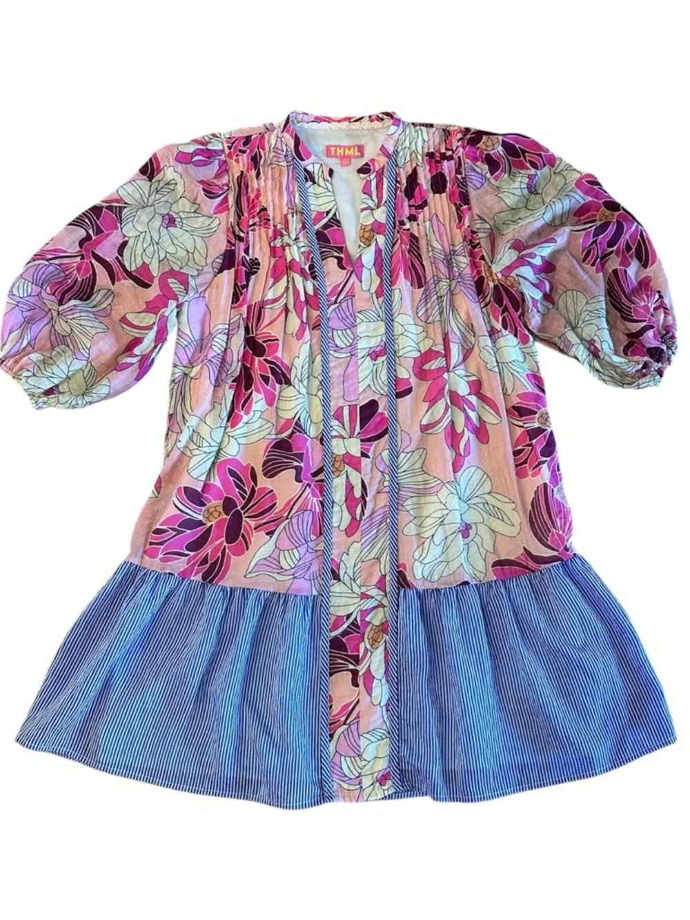 THML | Pink Floral Drop Waist Dress Sz S EUC - Picture 2 of 9